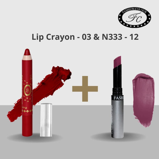 Ultra Matte Lip Crayon & Kiss Lip No Transfer Lipstick ( Combo Buy Lip Crayon and get Lipstick Free)