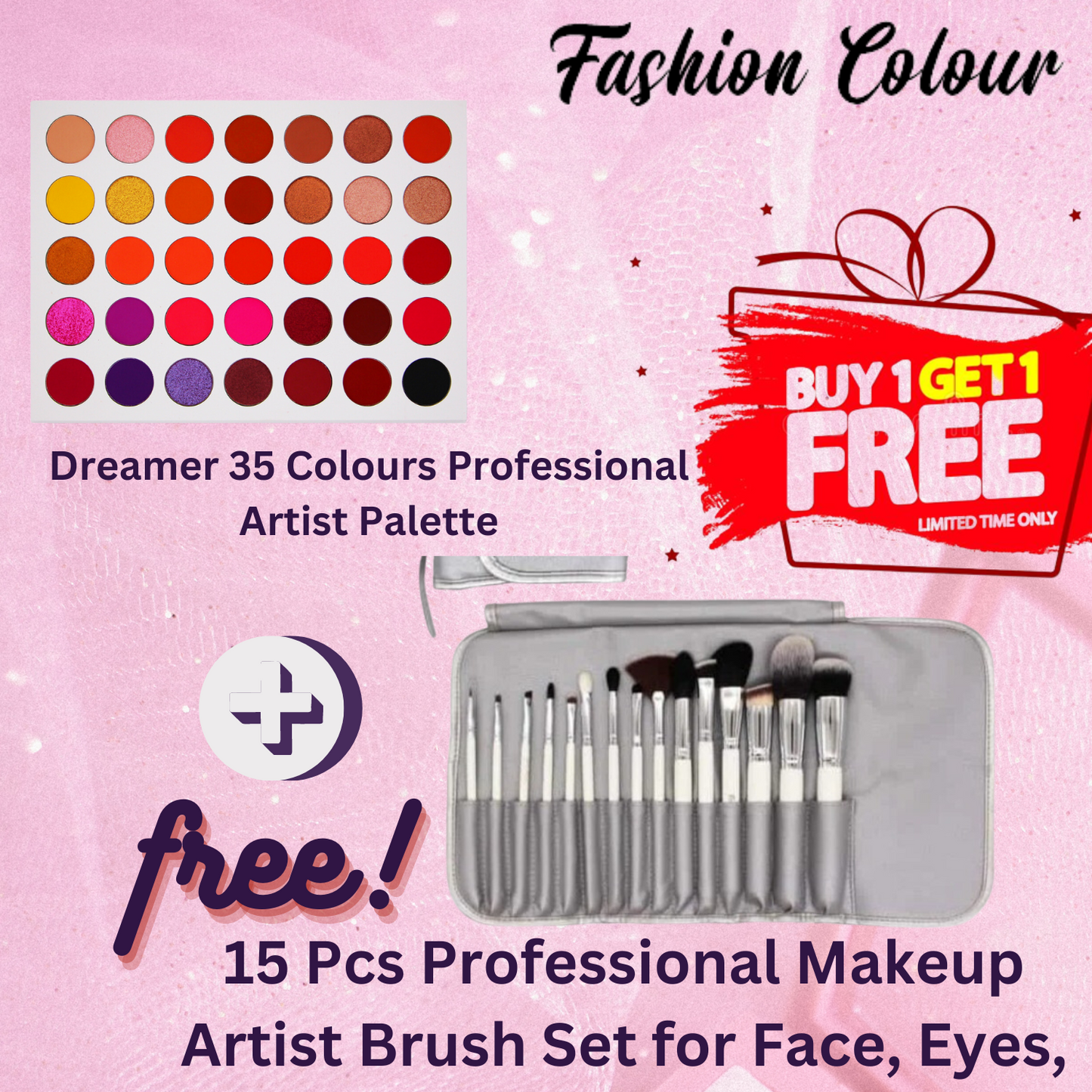 Buy Dreamer 35 Colours Professional Artist Palette & Get 15 Pcs Platinum Brush Set Combo